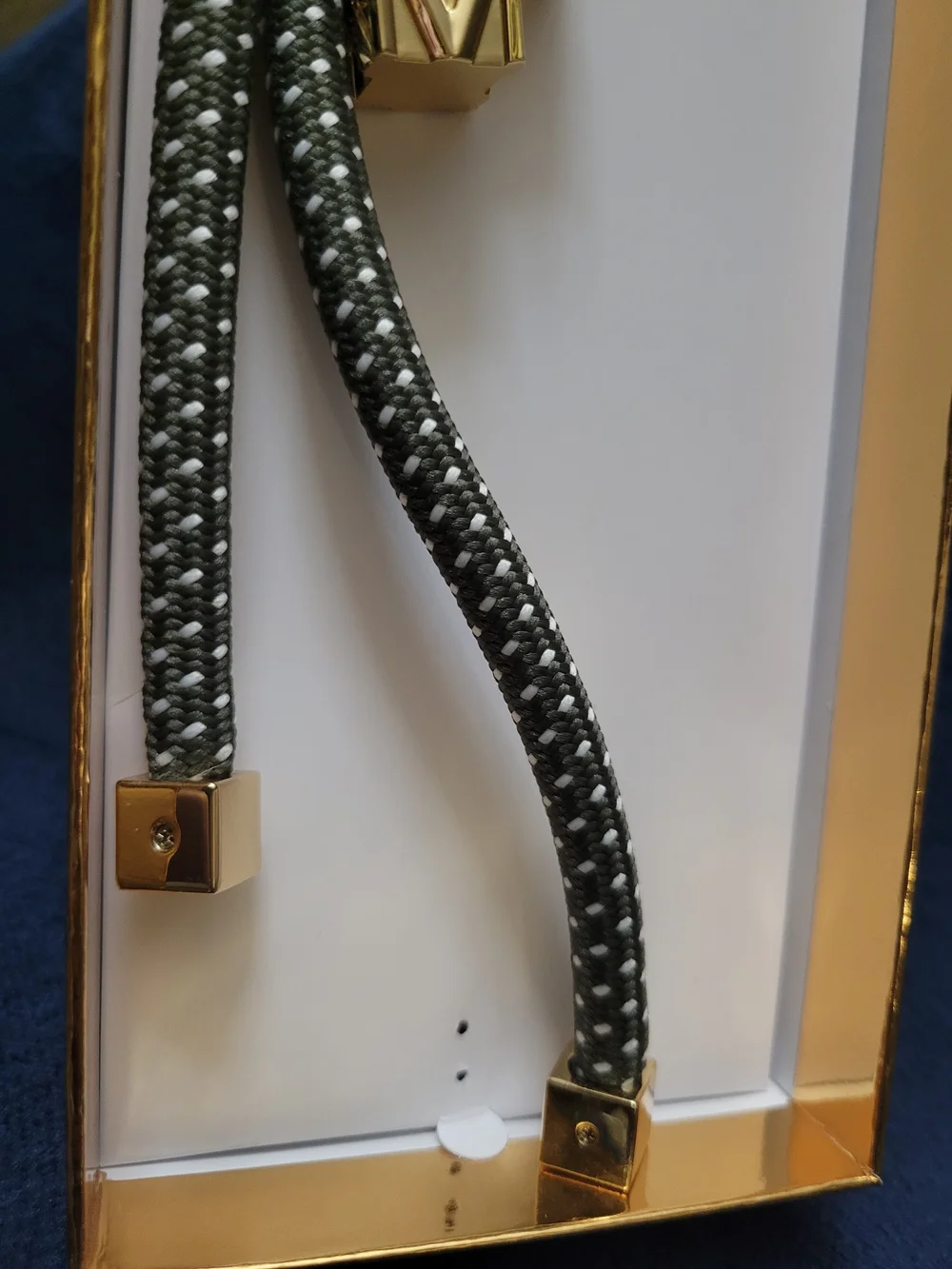 Michael Kors Novelty Gold Tone and Speckled Green Cord Bag Charm